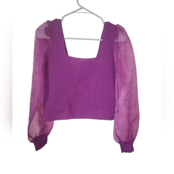 House of Harlow 1960 Purple Sheer‎ Sleeve Top Small - Picture 9 of 9